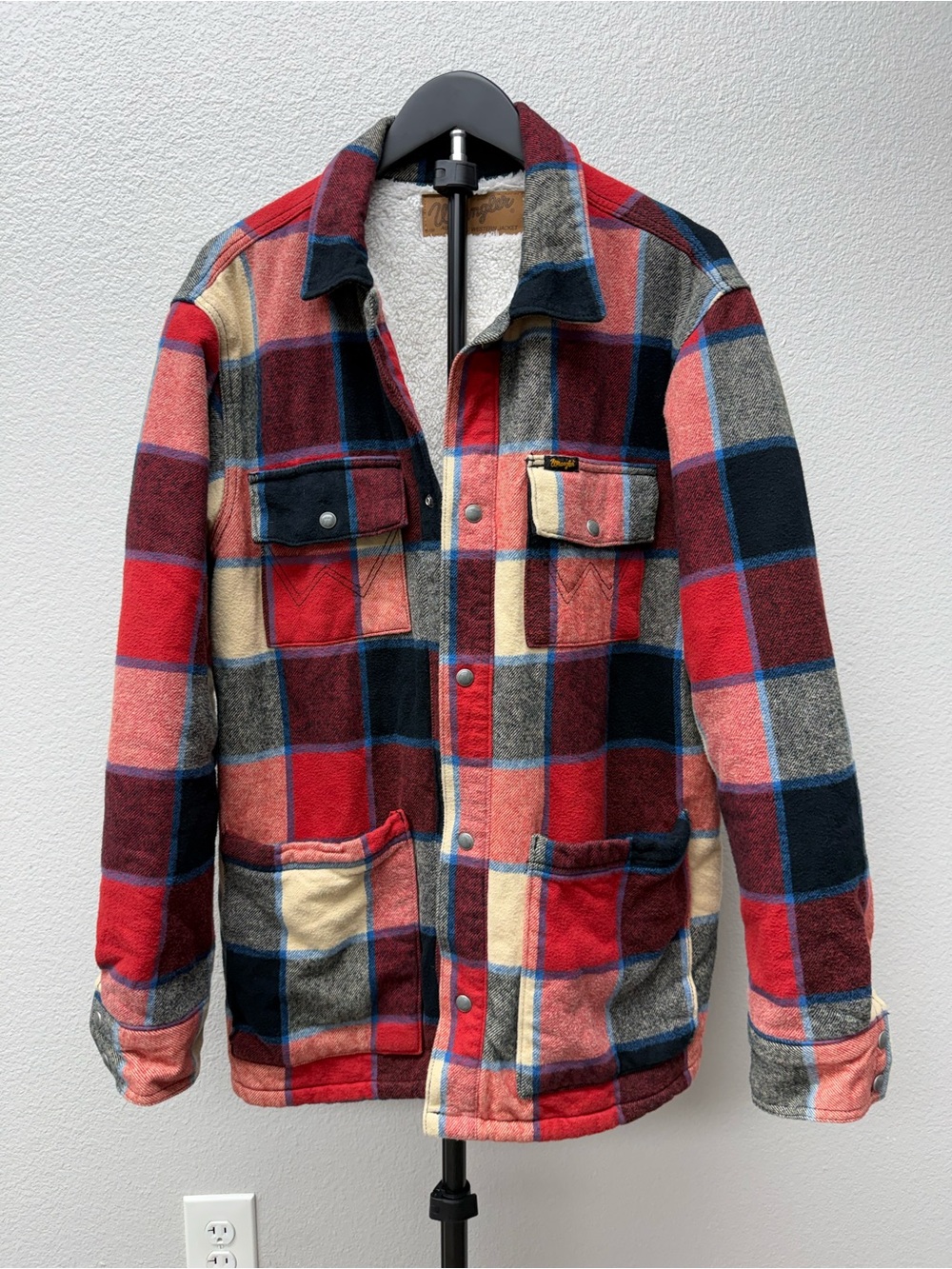 Wrangler Red Plaid Sherpa-Lined Work Jacket